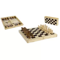 Sakk, backgammon készlet natúr fából