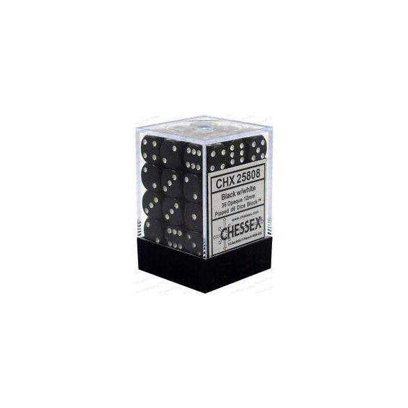 Chessex dobókocka szett - hat oldalú (12 mm) - fekete (36 db)