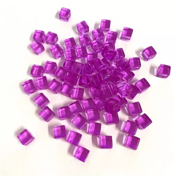 Jelölő token - 8 mm - 50 darabos - átlátszó lila (kristály kocka)