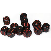   Dobókocka - hat oldalú - 12 darabos - fekete/piros (Chessex)