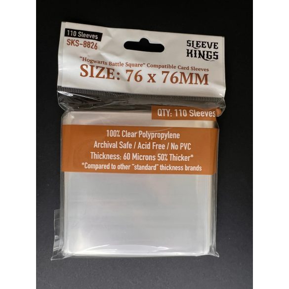 Kártyavédő tok - 76 x 76 mm - 110 darabos (Sleeve Kings)
