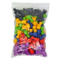   Társasjátékbábu szett- 12 x 24 mm - 6 szín (fa, 1gr - 120 db)