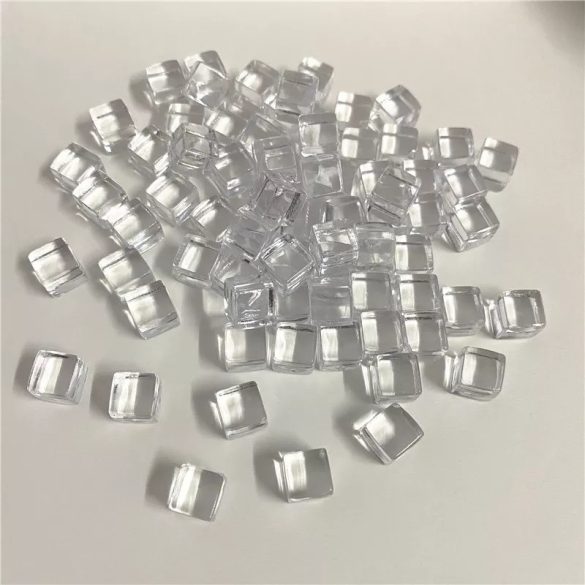 Jelölő token - 8 mm - 50 darabos - átlátszó (kristály kocka)