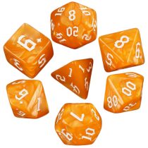   Dobókocka szett - 7 darabos - márványos narancssárga fantasy számokkal