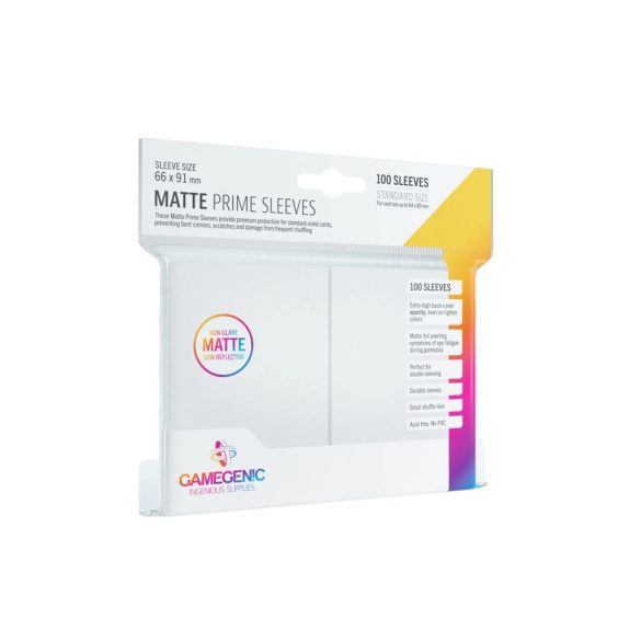 Gamegenic - Matte Prime Kártyavédő - Fehér - 66 x 91 mm (100 db)