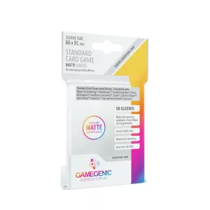 Gamegenic - MATTE Standard Card Game Sleeves 66 x 91 mm - Clear (50 Sleeves)-GGS10063ML