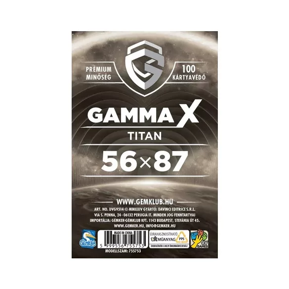 GK Gamma X - Titan kártyavédő - 56 mm x 87 mm (100 db)