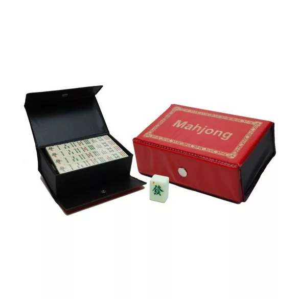 Mahjong piros műanyag dobozban