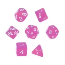 Dobókocka szett - 7 darabos - neon rózsaszín