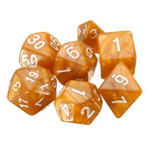 Dobókocka szett - 7 darabos - karamell márvány