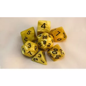 Dobókocka szett - 7 darabos - márvány sárga