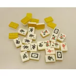 Mah-jong szett fehér-zöld, textil dobozban