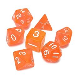 Dobókocka szett - 7 darabos - átlátszó neon narancs