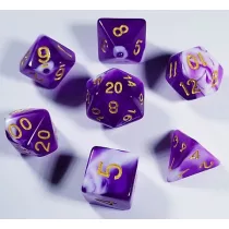 Dobókocka szett - 7 darabos - márványos szürke/lila