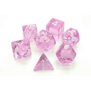 Dobókocka szett - átlátszó rózsaszín (7 darabos)