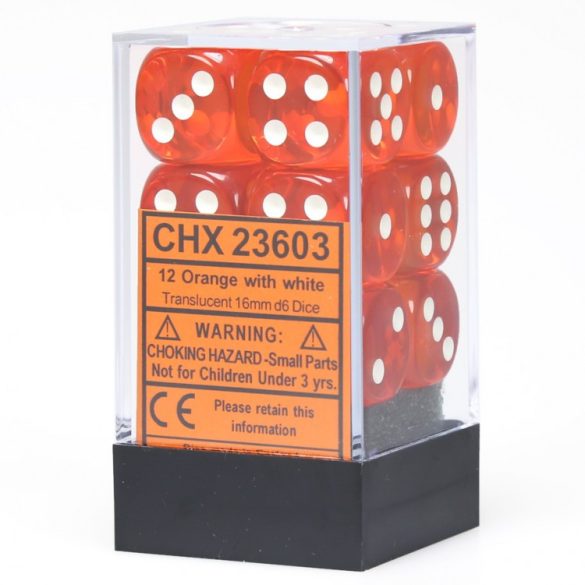 Dobókocka - hat oldalú - 12 darabos - narancssárga (Chessex)