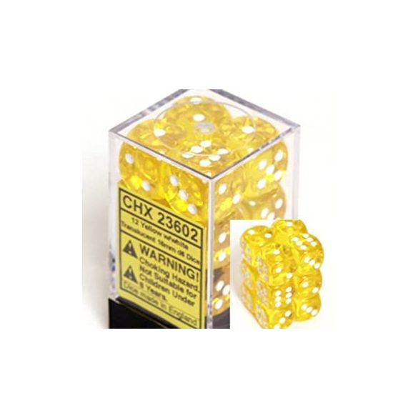 Chessex dobókocka szett - hat oldalú - citromsárga (12 db)