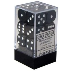 Dobókocka - hat oldalú - 12 darabos - fekete (Chessex)