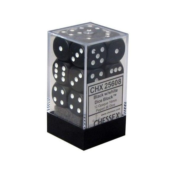 Dobókocka - hat oldalú - 12 darabos - fekete (Chessex)