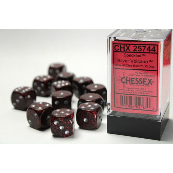 Dobókocka - hat oldalú - 12 darabos - silver volcano (Chessex)