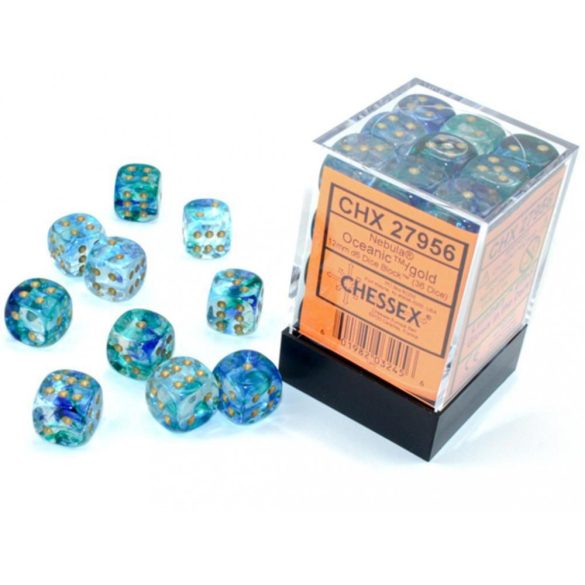 Chessex dobókocka szett - hat oldalú - óceán kék/arany (36 db)