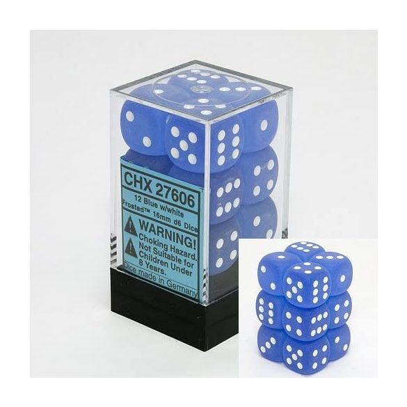 Dobókocka - hat oldalú - 12 darabos - fagyos világos kék (Chessex)
